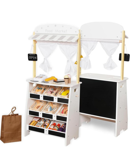 Juego de supermercado de madera Touch Us con carrito y 26 piezas