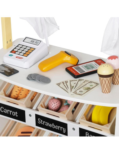 Juego de supermercado de madera Touch Us con carrito y 26 piezas