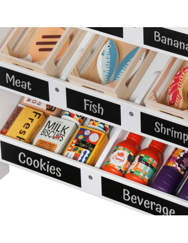 Juego de supermercado de madera Touch Us con carrito y 26 piezas