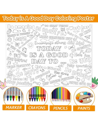 Póster Gigante para Colorear Afirmaciones Positivas Naozinebi 110x80cm