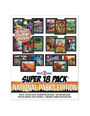Super Pack 18 Pósters de Colorear Terciopelo Parques Nacionales