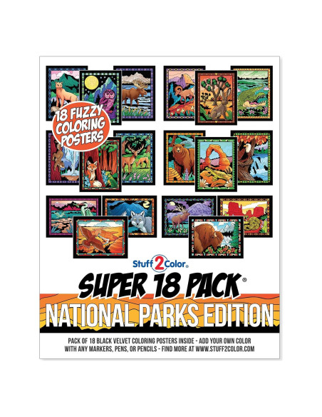 Super Pack 18 Pósters de Colorear Terciopelo Parques Nacionales