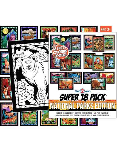 Super Pack 18 Pósters de Colorear Terciopelo Parques Nacionales