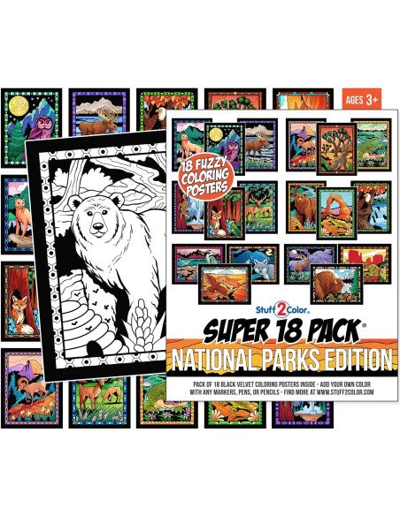 Super Pack 18 Pósters de Colorear Terciopelo Parques Nacionales