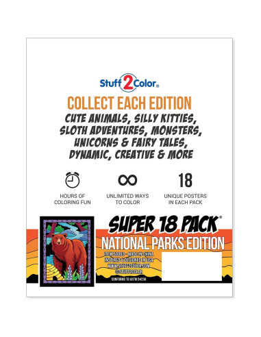 Super Pack 18 Pósters de Colorear Terciopelo Parques Nacionales
