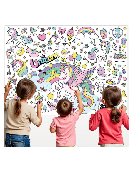 Mantel para Colorear Unicornio Zharkoo 110 x 80 cm Fiesta
