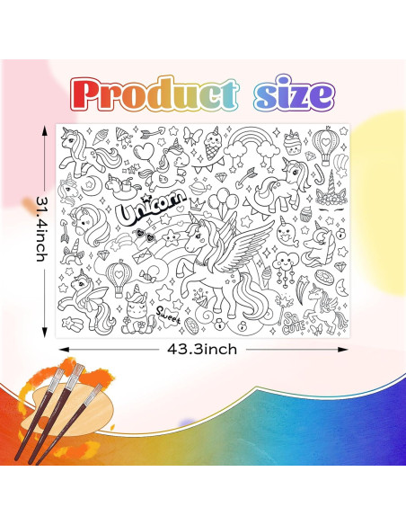 Mantel para Colorear Unicornio Zharkoo 110 x 80 cm Fiesta