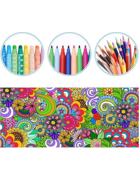 Póster de Colorear Mandala Jumbo Dvbonike 140x60 cm Floral