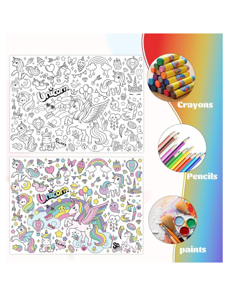 Mantel para Colorear Unicornio Zharkoo 110 x 80 cm Fiesta