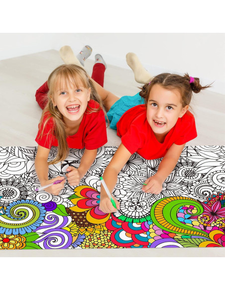 Póster de Colorear Mandala Jumbo Dvbonike 140x60 cm Floral