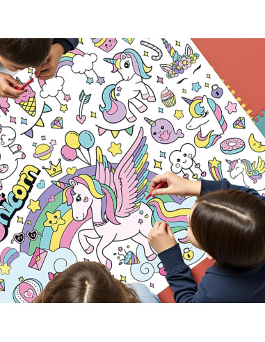 Mantel para Colorear Unicornio Zharkoo 110 x 80 cm Fiesta