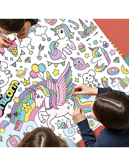 Mantel para Colorear Unicornio Zharkoo 110 x 80 cm Fiesta