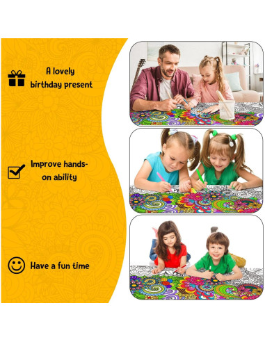 Póster de Colorear Mandala Jumbo Dvbonike 140x60 cm Floral