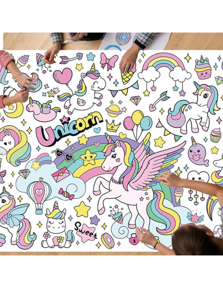 Mantel para Colorear Unicornio Zharkoo 110 x 80 cm Fiesta