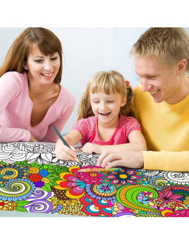 Póster de Colorear Mandala Jumbo Dvbonike 140x60 cm Floral