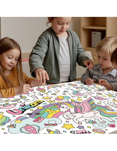 Mantel para Colorear Unicornio Zharkoo 110 x 80 cm Fiesta