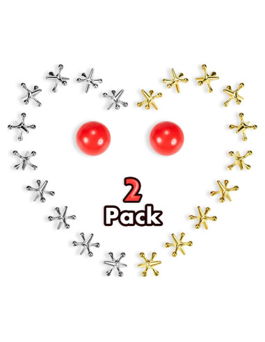 Juego de Jacks de Metal Gejoy con 2 Pelotas de Goma Rojas