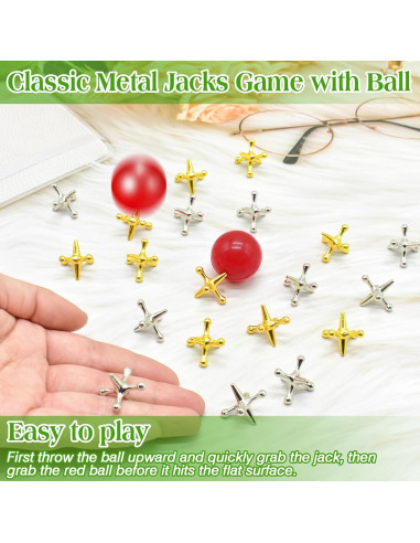 Juego Clásico de Jacks y Palitos ZeeDix - 3 Juegos, 180 Palitos, 30 Jax de Metal