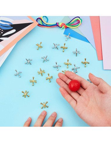 Juego de Jacks de Metal Gejoy con 2 Pelotas de Goma Rojas