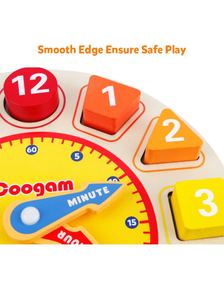 Reloj Educativo de Madera Coogam - Clasificador de Colores y Formas