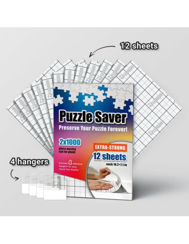 Hojas Adhesivas para Puzzles LEOGOR - 12 Hojas 25.9 x 18 cm