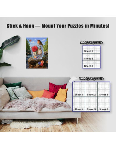 Hojas Adhesivas para Puzzles LEOGOR - 12 Hojas 25.9 x 18 cm