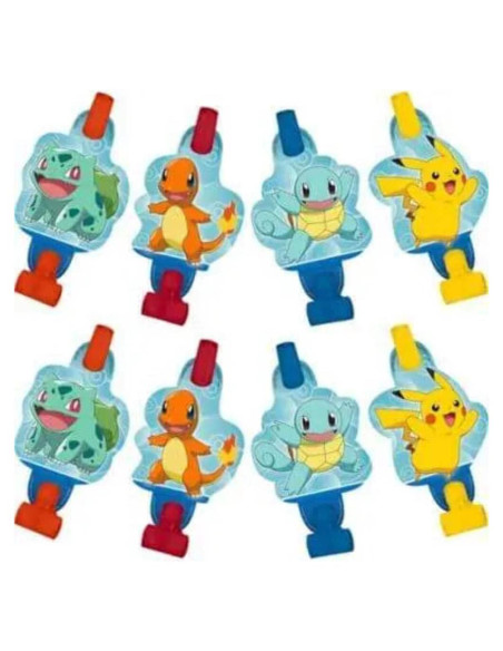 Sopladores de Fiesta Pokemon Amscan - Paquete de 8 - 12.7 cm