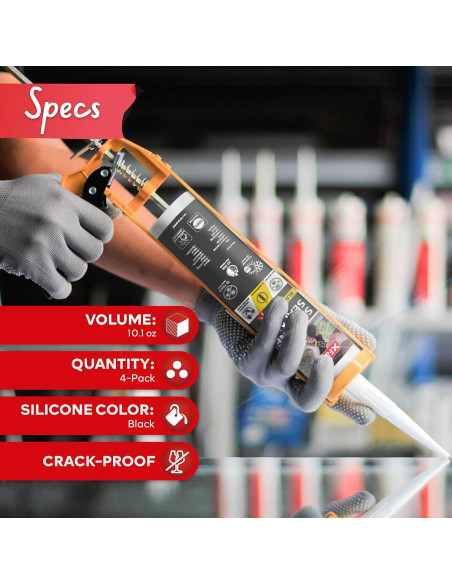 Cartucho Sellador Silicona Impermeable XFasten Negro 4-Pack 284g Cartucho Sellador Silicona Impermeable XFasten Negro 4-Pack 284g