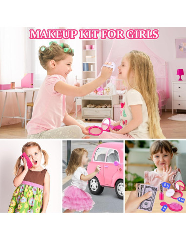 Cartera de Juego GJZZ para Niñas 3-8 Años - Set de Maquillaje Rosa