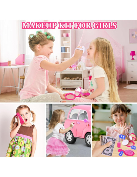 Cartera de Juego GJZZ para Niñas 3-8 Años - Set de Maquillaje Rosa