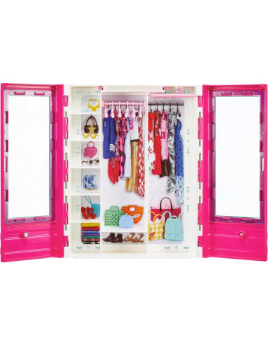 Muñeca Barbie y Ken con coche convertible rosa y accesorios