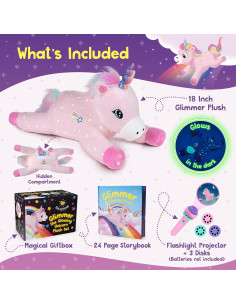 Unicornio de Peluche Rosa Glimmer 45.72 cm Brilla en la Oscuridad 2