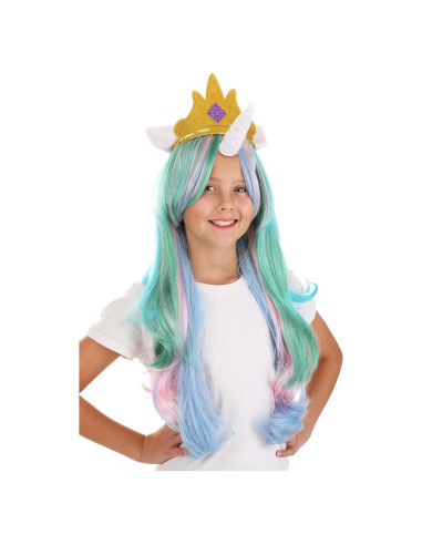 Peluca Princesa Celestia My Little Pony con Corona y Orejas