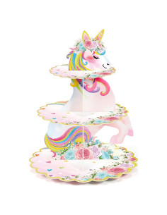 Soporte para Cupcakes Unicornio 3 Niveles Colorido 30.99 cm