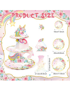 Soporte para Cupcakes Unicornio 3 Niveles Colorido 30.99 cm 2