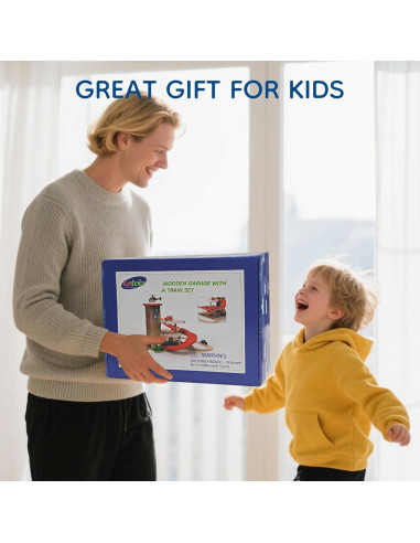 Garaje de Juguete Letoiz con Elevador y 4 Coches - Madera