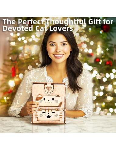 Caja de Tesoro de Gato 3D Varbertos con Espejo y Compartimentos