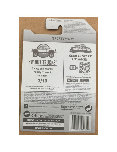 Camión Die-Cast Hot Wheels Chevrolet C10 1967 Negro 1:64