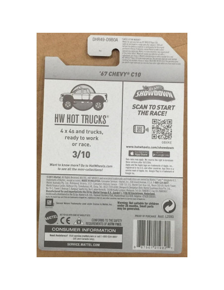 Camión Die-Cast Hot Wheels Chevrolet C10 1967 Negro 1:64