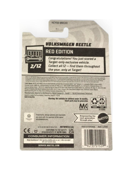 Hot Wheels Volkswagen Beetle Edición Roja 1:64 Metal Hot Wheels Volkswagen Beetle Edición Roja 1:64 Metal