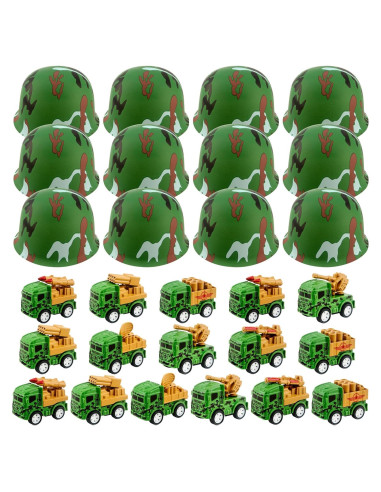 32 Piezas Fiesta de Construcción Flotory - 16 Sombreros y Camiones