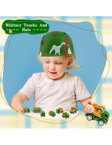 32 Piezas Fiesta de Construcción Flotory - 16 Sombreros y Camiones