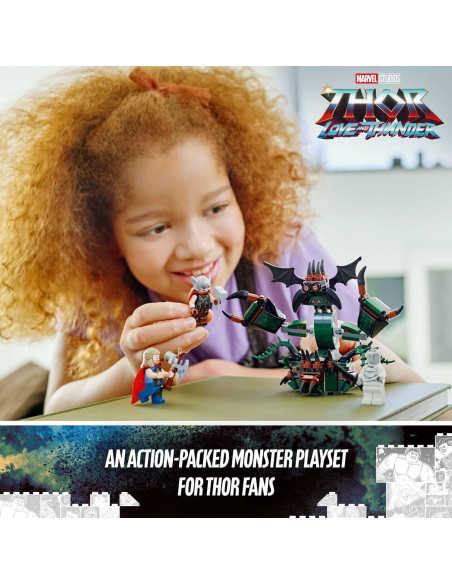 LEGO Marvel Thor Ataque en Nueva Asgard 76207 con Martillo y Monstruo