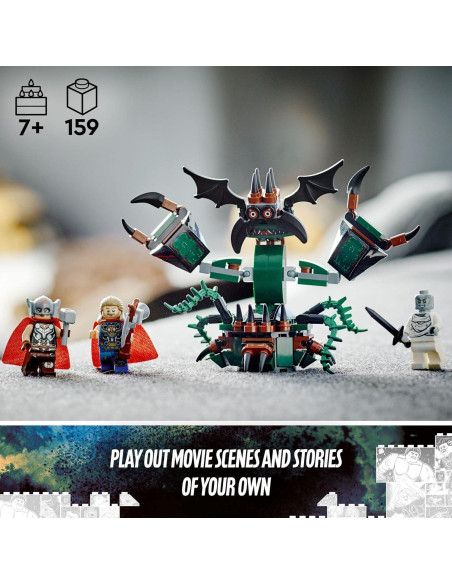LEGO Marvel Thor Ataque en Nueva Asgard 76207 con Martillo y Monstruo
