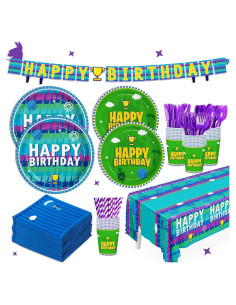 Juego de Vajilla Desechable Videojuegos 194 Piezas para 24 Niños