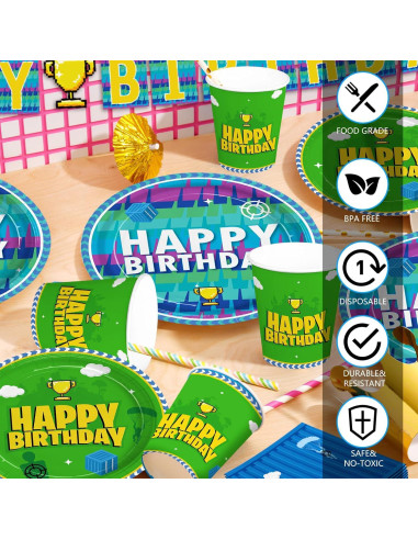 Juego de Vajilla Desechable Videojuegos 194 Piezas para 24 Niños