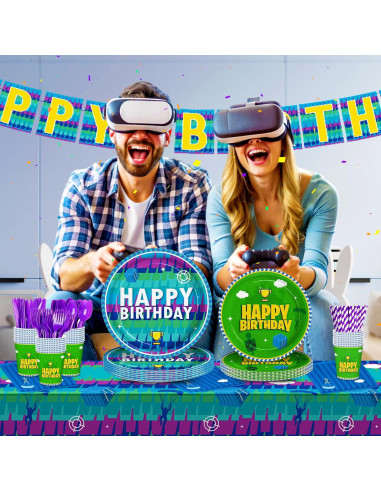 Juego de Vajilla Desechable Videojuegos 194 Piezas para 24 Niños