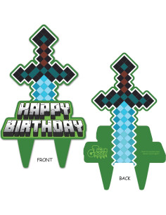 Topper de pastel de cumpleaños gamer Think Green Fun 15x25cm 2