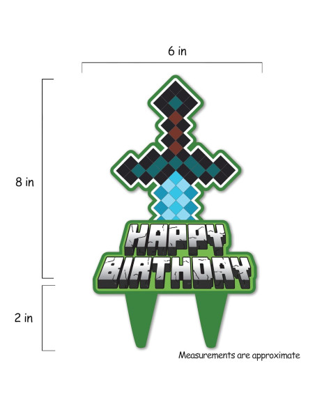 Topper de pastel de cumpleaños gamer Think Green Fun 15x25cm