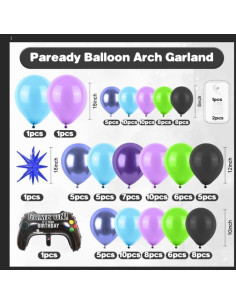 Arco de Globos de Videojuego Paready 120 Pcs Decoración Fiesta 2